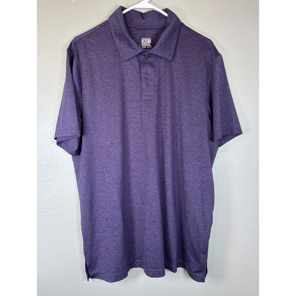 Weatherproof 32 Degrees Cool Mens XL Purple Heathered Short Sleeve Polo Shirt
